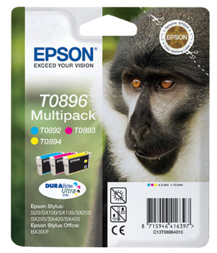 Epson Monkey Multipack 3-colours T0896 DURABrite Ultra Ink