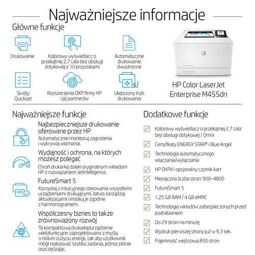Drukarka laserowa HP Color LaserJet Enterprise M455dn