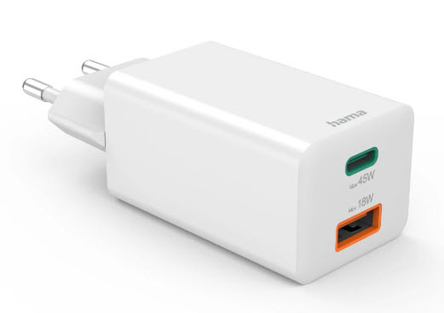 Hama Fast Charger 1x USB-C PD 1x USB-A QC Mini-Charger 45 W Oplader Wit, afbeelding 2