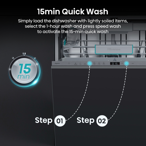 Hisense HV16CUK Full-size Fully Integrated Dishwasher, Black - image 6