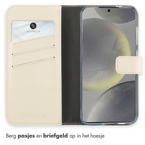 Selencia Echt Lederen Bookcase Samsung Galaxy S24 - Greige, afbeelding 3