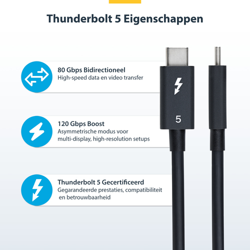 STARTECH 80cm Thunderbolt 5 Cable 8K, afbeelding 8