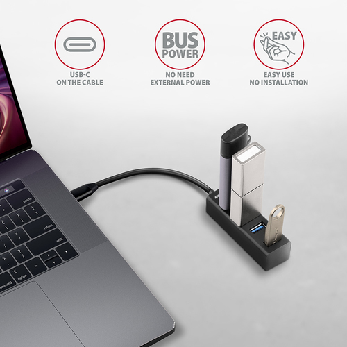 AXAGON SuperSpeed USB-C Mini-Hub USB-Hubs - USB 32 - 4 - Schwarz – Foto 4 von 7