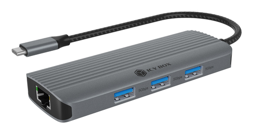 ICY BOX IB-DK4034a-CPD Проводная USB 3.2 Gen 1 (3.1 Gen 1) Type-C Алюминий, Серебристый