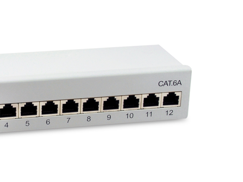 Equip Patchpanel 12x RJ45 Cat6A 19" FTP 1HE Premium helder grijs, afbeelding 4