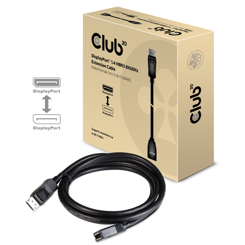 Club 3D DisplayPort 1.4 HBR3 Extension Cable 8K60Hz M/F verlengkabel, afbeelding 2