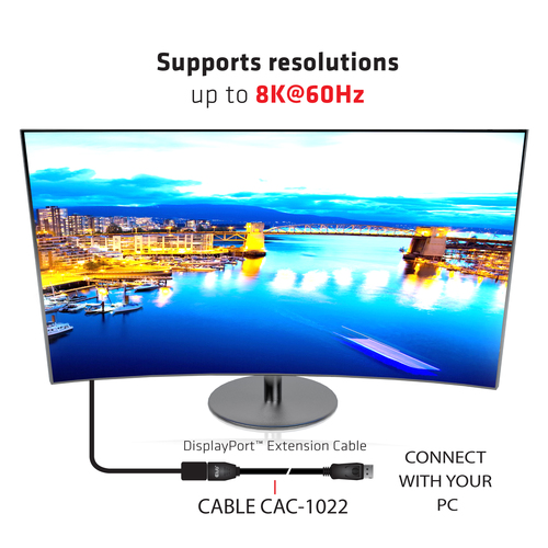 Club 3D DisplayPort 1.4 HBR3 Extension Cable 8K60Hz M/F verlengkabel, afbeelding 9