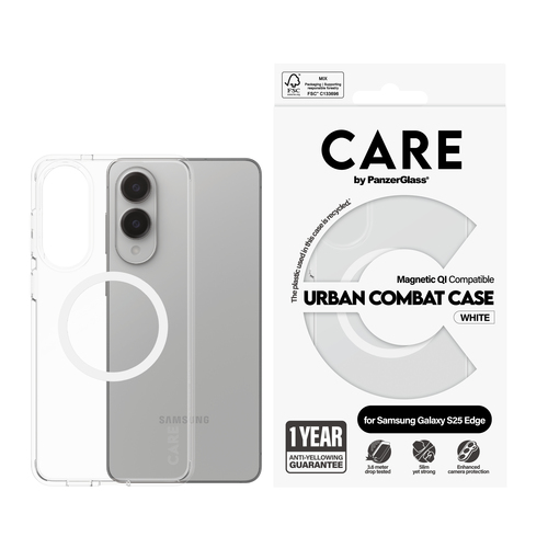 PanzerGlass CARE™ by PanzerGlass® Urban Combat Case Transparent w. White Qi Compatible Samsung S25 Edge – image 2