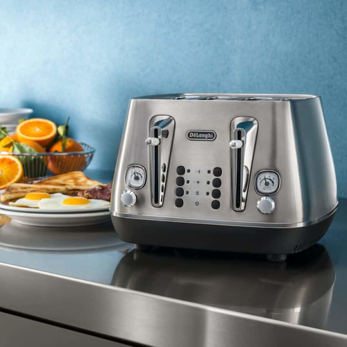 Delonghi 4 Slice Distinta X Stainless Steel Toaster in Metallic Silver Metallic Silver - image 4
