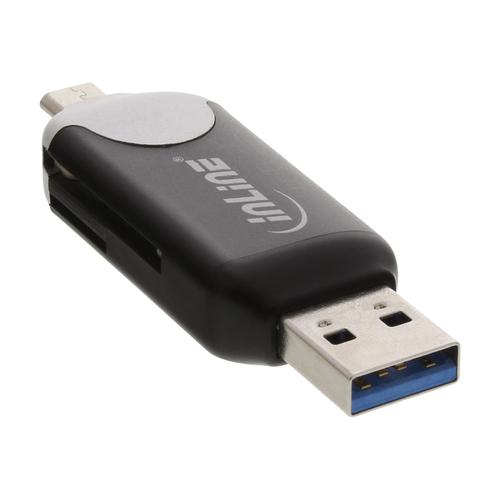 InLine USB3.0 Dual Cardreader, USB A and Micro-USB 2.0 for SDXC and microSDXC