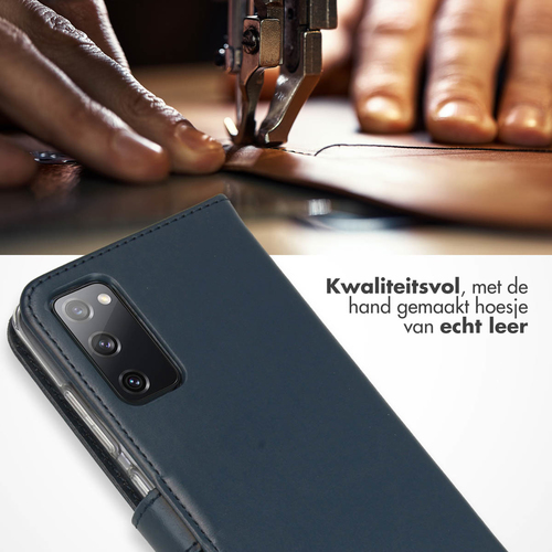 Selencia Echt Lederen Bookcase Samsung Galaxy S20 FE - Blauw, afbeelding 2