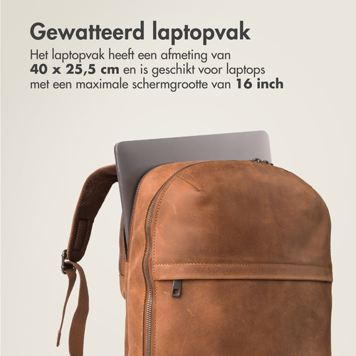 Accezz Leather Laptop rugzak 16 inch - Cognac, afbeelding 5