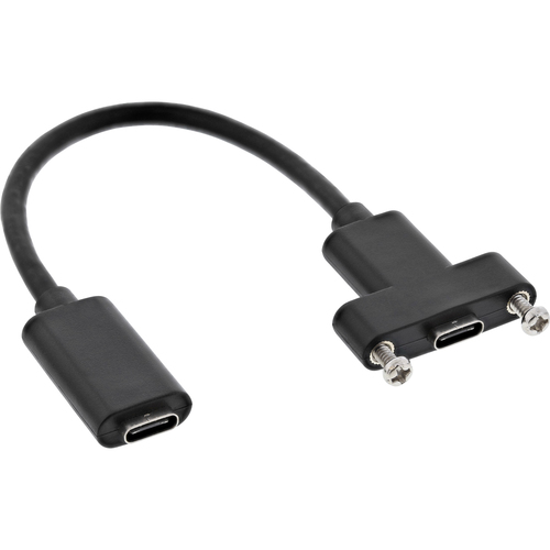 Product image: InLine USB 3.2 C female / female with flange cable, black, 0.20m