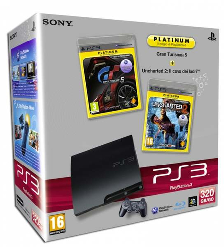 Sony Interactive Entertainment 320GB Playstation 3 Slim + Gran Turismo 5 + Uncharted 2