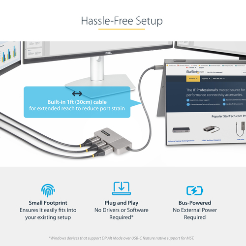StarTech.com 3-Port USB-C Multi-Monitor Adapter, USB Type-C to 3x DisplayPort 1.4 MST Hub, Triple 4K – image 7