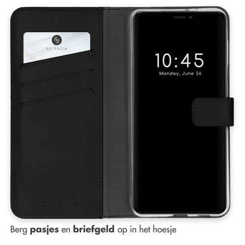 Selencia Echt Lederen Bookcase iPhone 13 - Zwart, afbeelding 3