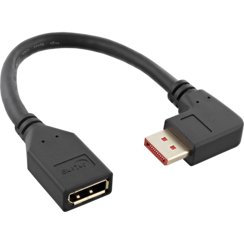Product image: InLine DisplayPort 1.4 adapter cable M/F, 8K4K, angled right, black/gold