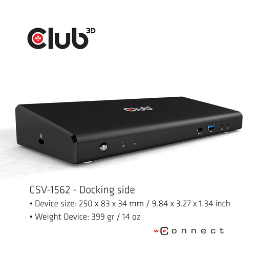 Club 3D USB C 3.2 Gen1 Universal Triple 4K Charging Dock dockingstation, afbeelding 4