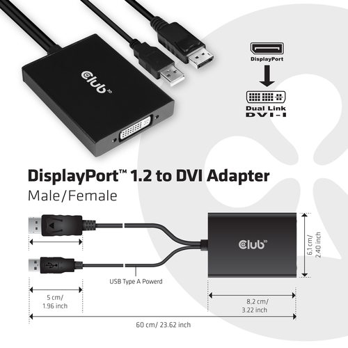 Club 3D DisplayPort to Dual Link DVI-I Active Adapter, afbeelding 3