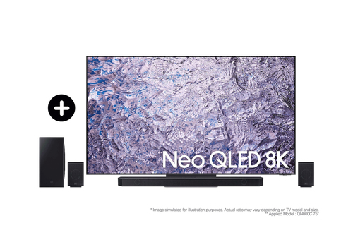 Samsung Series 8 2023 75” QN800C Neo QLED 8K HDR Smart TV with 2023 Q930C Cinematic Soundbar