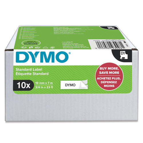 Dymo D1 19mm Black/White Tape PK10 - image 1