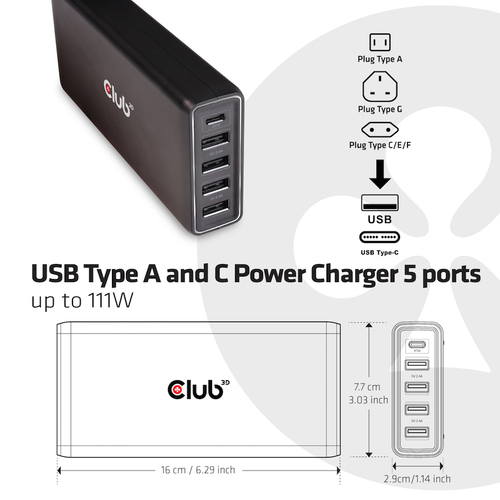 Club 3D 111W Power Delivery oplader, afbeelding 5