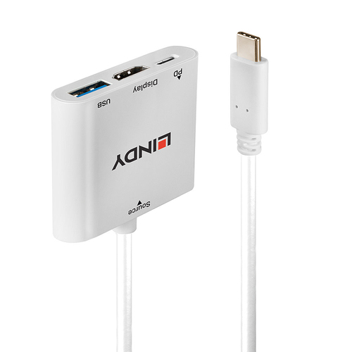 Lindy 43274 dokovací stanice/replikátor portů USB 3.2 Gen 1 (3.1 Gen 1) Type-C Bílá