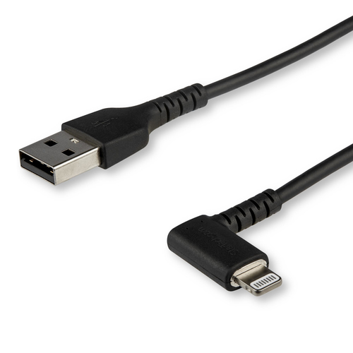 CABLE ACODADO USB A LIGHTNING PARA IPHONE DE 1M - MFI - NEGRO UPC 0065030880961 - RUSBLTMM1MBR