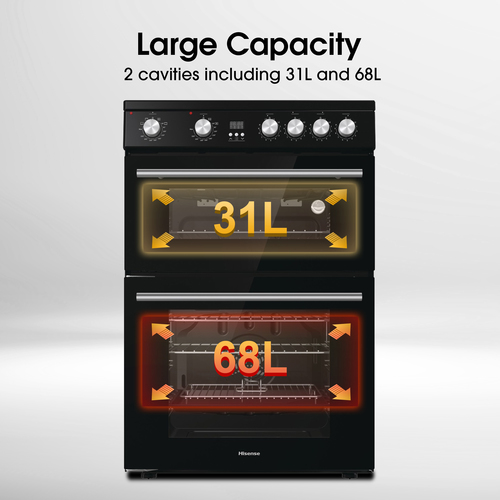 Hisense HDE3211BIBUK cooker Freestanding cooker Electric Zone induction hob Black – image 2