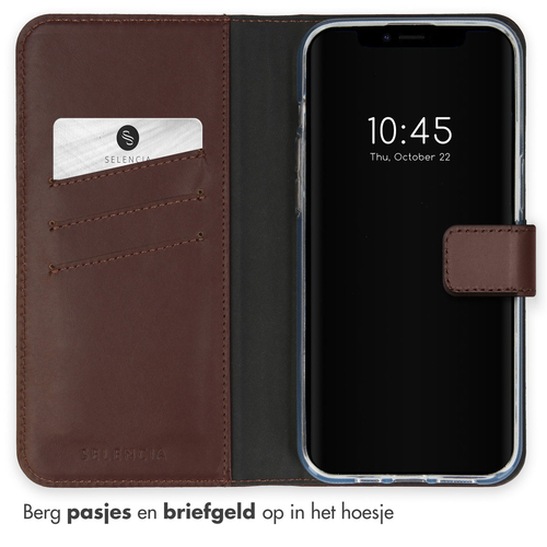 Selencia Echt Lederen Bookcase iPhone 15 - Bruin, afbeelding 3