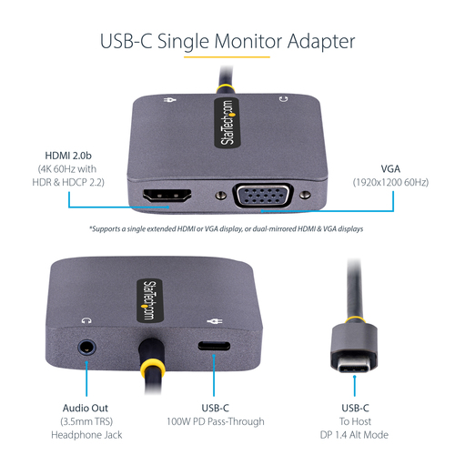 StarTech.com USB C Video Adapter, USB C to HDMI VGA Multiport Adapter – image 8