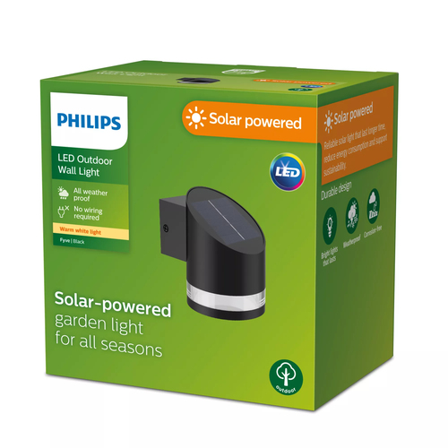 Philips LED Fyce 8720169265585 Wandlamp op zonne-energie LED LED vast ingebouwd 1.5 W Zwart – Foto 4 van 4