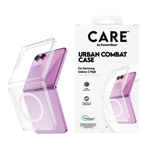 PanzerGlass CARE™ by PanzerGlass® Urban Combat Case Transparent w. White Qi Samsung Galaxy Z Flip7 | Z Flip8 – image 2