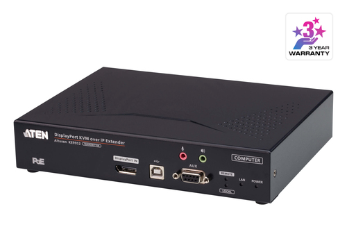 4K DISPLAYPORT SINGLE VIEW KVM OVER IP TRANSMITTER W/AUDIO/SERIAL/SFP FIBER/POE