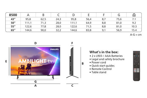 50" Philips Ambilight 50PUS8500/05 Smart 4K Ultra HD Hdr Qled TV, Black - image 6