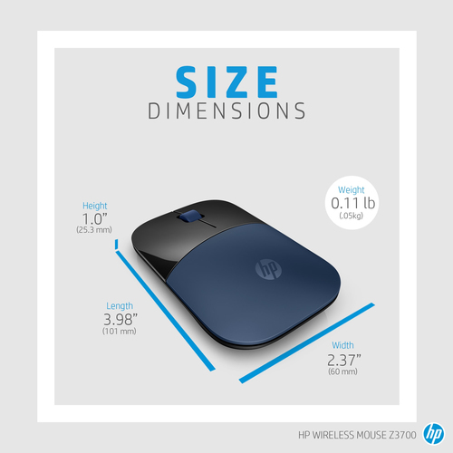 HP Z3700 mouse RF Wireless Optical 1200 Dpi Ambidextrous - image 8