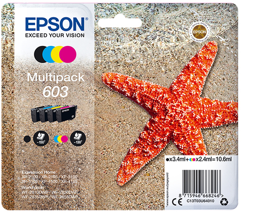 Epson 603 Ink Cartridge Starfish Multipack Cmyk C13T03U64010 - image 1