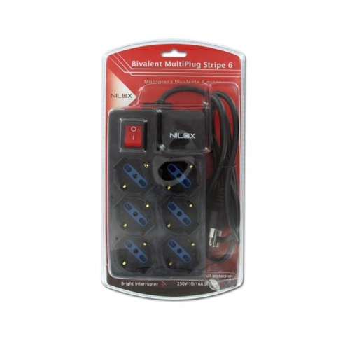 Nilox MULTIPRESA 6P. BIPASSO NERO