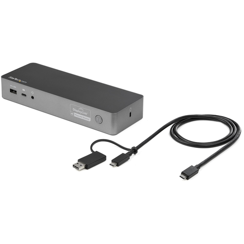 StarTech.com Universal Laptop Docking Station, Hybrid USB-C & USB-A Dock, Dual 4K DP & HDMI