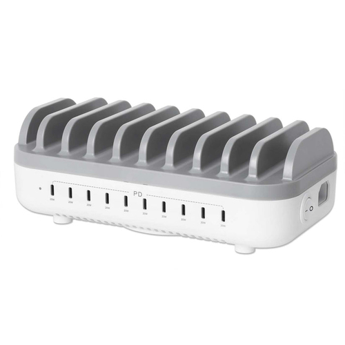CHARGING STATION 10 PORT USB-C OUTPUT 10X 20W UK/EU/US PLUGS