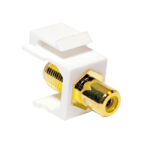 Keystone inline coupler RCA female > F female - yellow