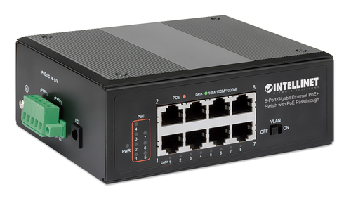 INTELLINET 8-Port PoE+ Gigabit Switch mit PoE-Passthrough, afbeelding 2