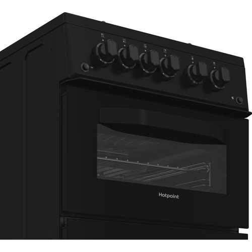 Hotpoint HTG5GCB 50cm wide Single Oven Gas Cooker - Black - A+/A Rated, Black - image 6