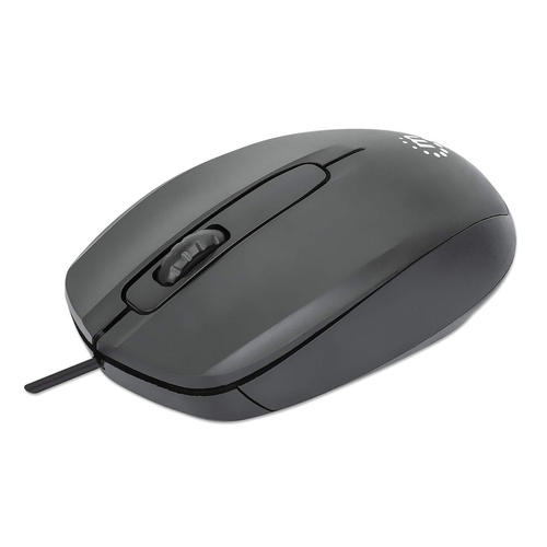 Manhattan Ratón USB Comfort II con cable, negro, 1000 dpi, USB-A, óptico, ambidiestro, compacto y portátil, tres botones con rueda de desplazamiento, garantía 3 años imagen 1