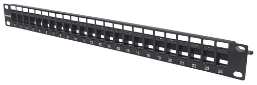 BLANK PATCH PANEL; 24-PORT, 1 U, BLACK,