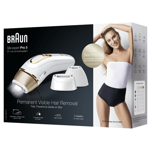 Braun Silk-expert Pro 5 PL5243 Luz pulsada intensa (IPL) Oro, Blanco