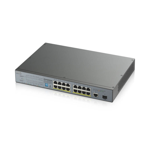 SWITCH GIGABIT POE ZYXEL GS1300-18HP 17 PUERTOS RJ45 100/1000 MBPS POE AF/AT 1 PUERTO SFP 1000MBPS NO-ADMINISTRABLE 170W CON 4 PUERTOS POE EXTENDED - GS1300-18HP