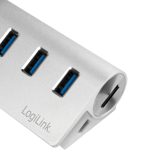 LogiLink USB HUB 3.0, 3-Port, met kaartnleser, ALU, zilver, afbeelding 5