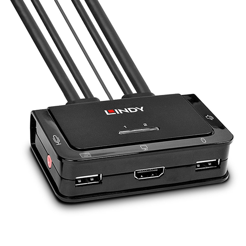 Lindy 2 Port HDMI 2.0, USB 2.0 & Audio Cable KVM Switch - KVM  audioschakelaar, afbeelding 2