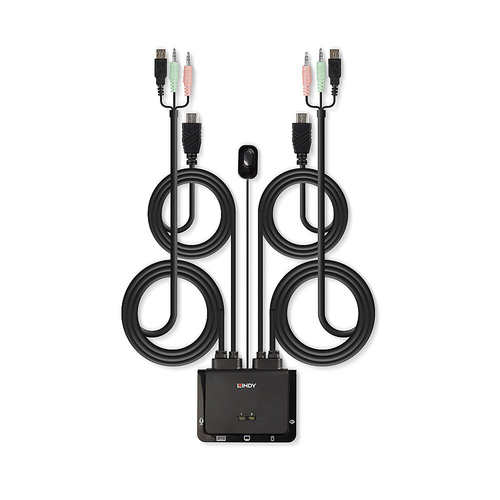 Lindy 2 Port HDMI 2.0, USB 2.0 & Audio Cable KVM Switch - KVM  audioschakelaar, afbeelding 3